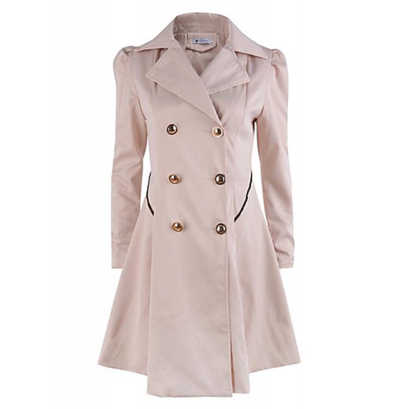 Women's Casual/Daily Sophisticated Coat,Solid Peaked Lapel Long Sleeve Winter Blue / Beige / Black Others Thick