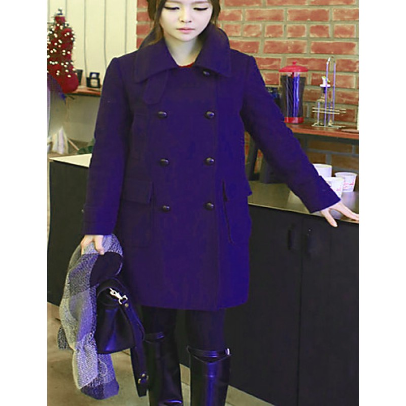 Women's Casual/Daily Simple Coat,Solid Notch Lapel...