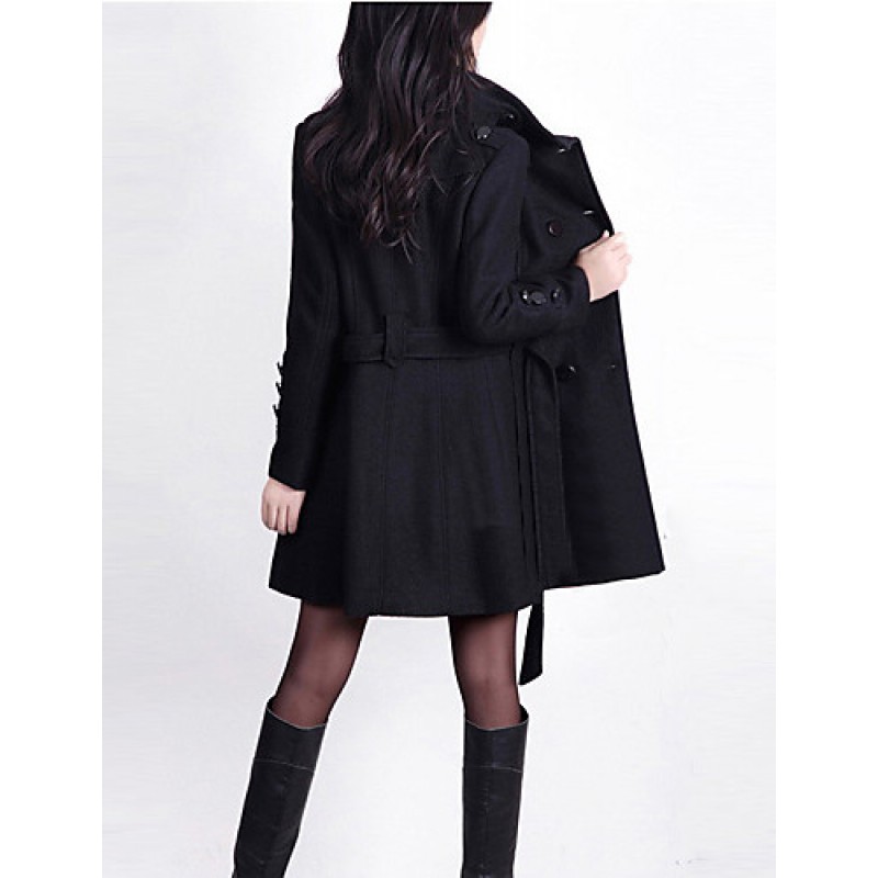 New WomenWoolen Coat Winter Slim Double Breasted Overcoat Winter Coats Long Outerwear for Women