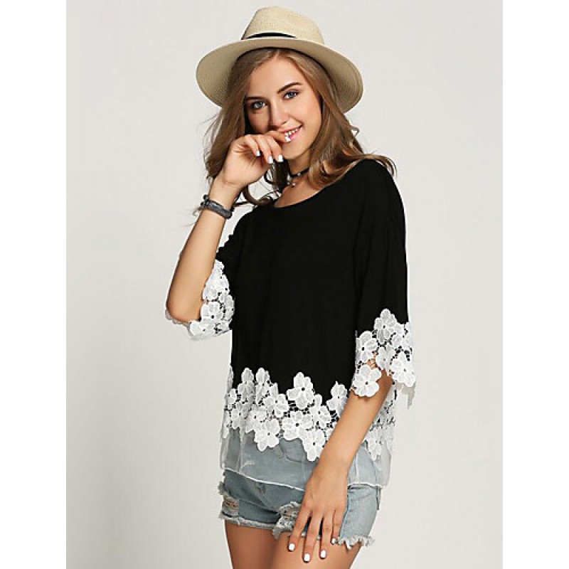 Women's Casual/Daily Street chic Summer T-shirtPat...