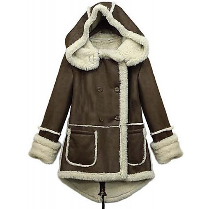 WinterWomen's Solid Color Brown Coats & Jacket...