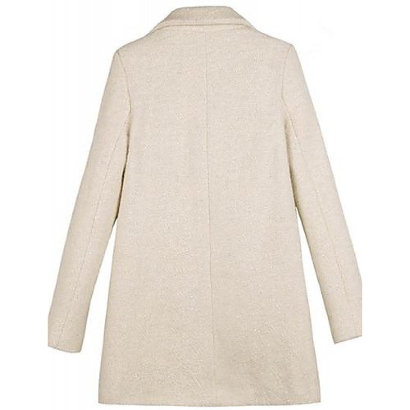 Women's Plus Size Coat,Solid Long Sleeve Winter Beige Thick