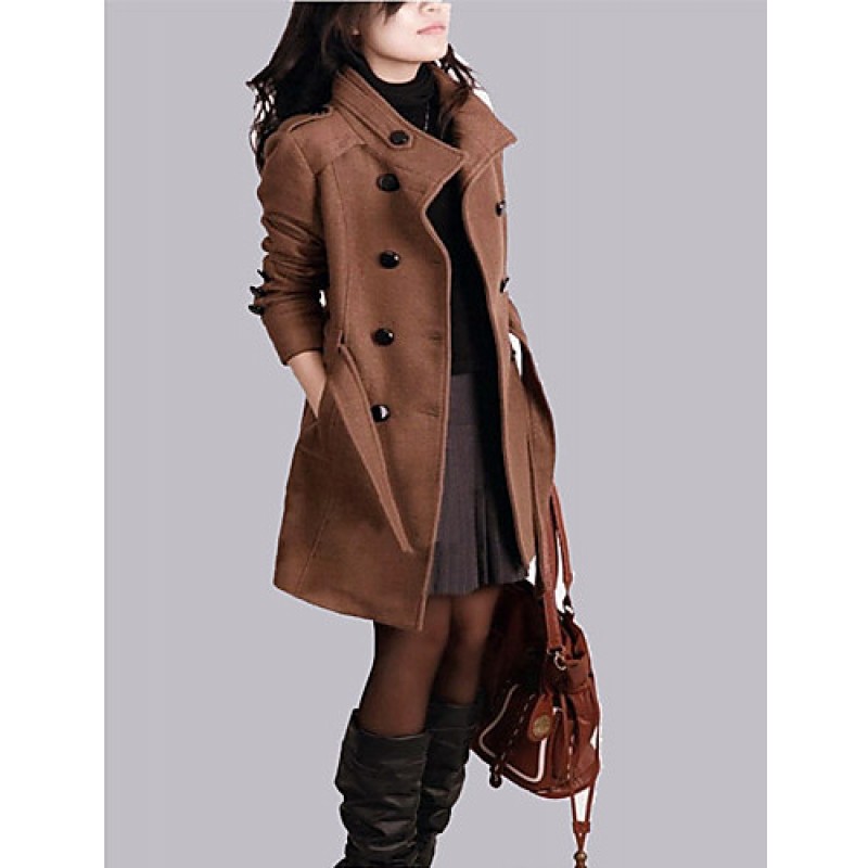 New WomenWoolen Coat Winter Slim Double Breasted Overcoat Winter Coats Long Outerwear for Women