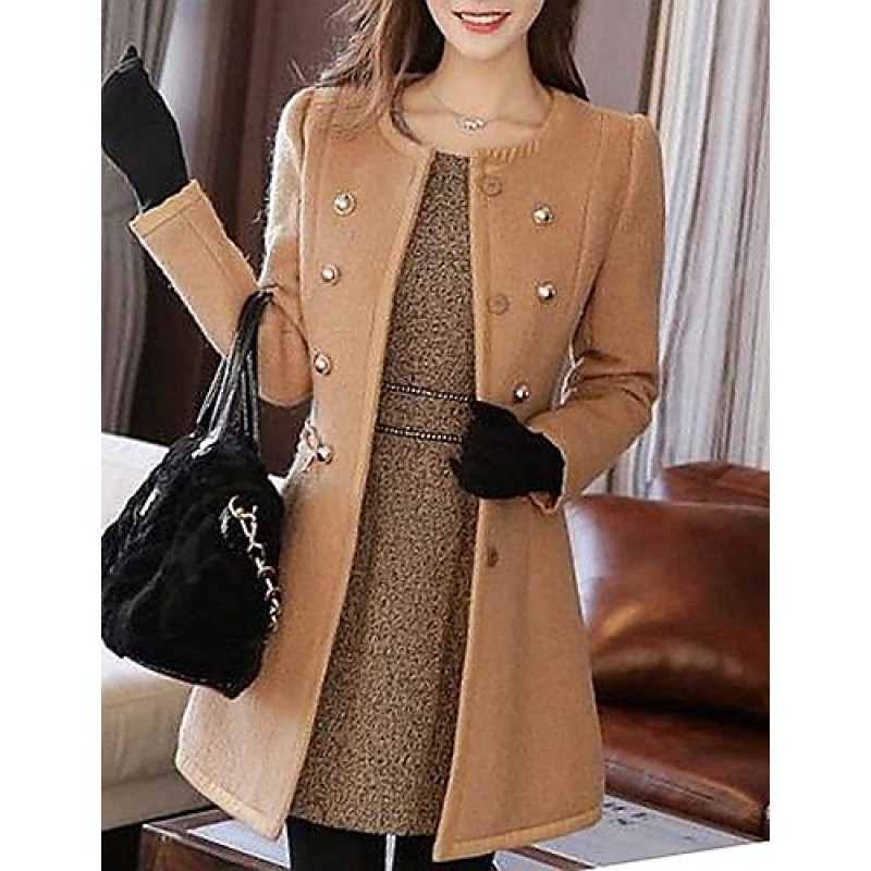 Women's Casual/Daily Simple Coat,Solid Notch Lapel...